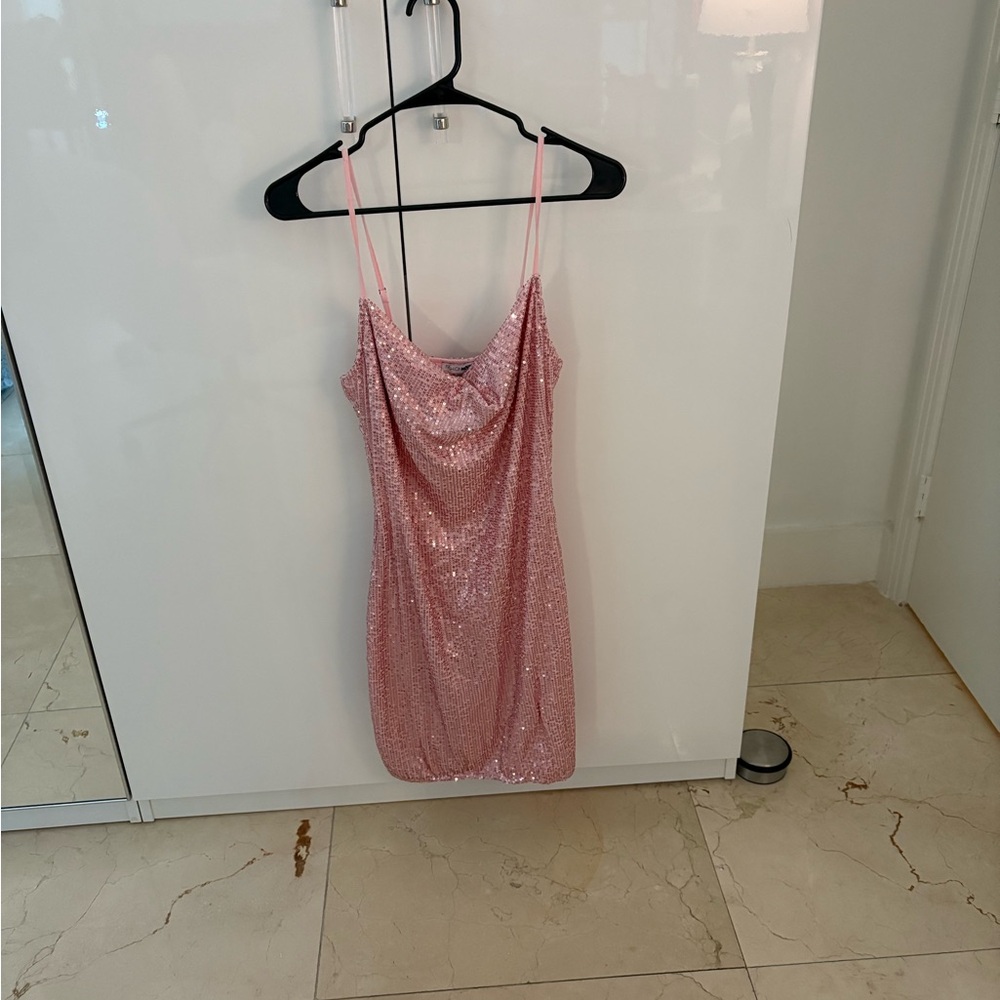 Fashion Jewelry Pink Sequin Mini Dress